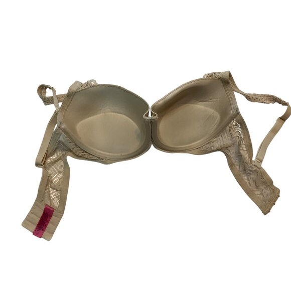 Fruit Of The Loom Beige Lace Underwire Bra Women 38C Adjustable Chevron Pattern - Picture 2 of 5